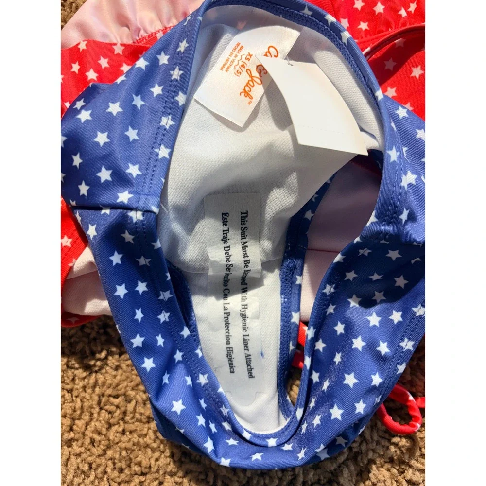 Cat & Jack Patriotic Stars Tankini Swim Bathing Suit Girls 4/5 XS NEW NWT